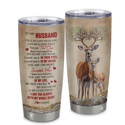 Personalized To My Husband From Wife Stainless Steel Tumbler Cup Deer You Are The Love Of My Life Husband Birthday Anniversary Wedding Day Christmas For Her Travel Mug | teecentury