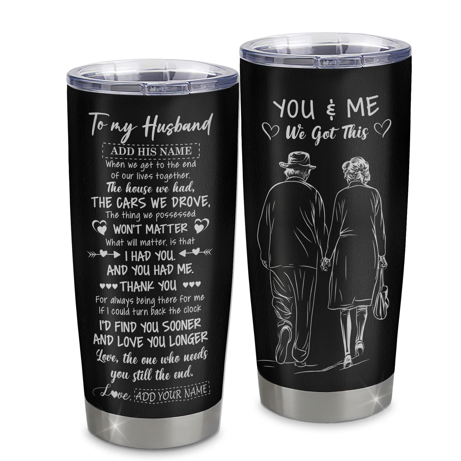 Personalized To My Husband Gifts From Wife Tumbler For Men You And Me Anniversary Valentines Day Birthday Gifts Husband Christmas Custom Stainless Steel Cup Travel Mug | teecentury