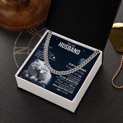 Cuban Link Chain Necklace Stainless Steel | 2 | Personalized To My Husband Necklace From Wife I Want You Wolf Husband Birthday Anniversary Romantic Valentines Day Christmas Customized Gift Box Message Card | teecentury