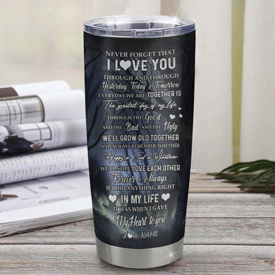 Personalized To My Husband Tumbler From Wife Stainless Steel Cup Wolf Never Forget That I Love You Husband Wedding Anniversary Birthday Christmas Travel Mug | teecentury