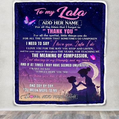 Personalized To My Lala Blanket From Grandkids Granddaughter Night Sky Thank You Love You Lala Birthday Gifts Mothers Day Christmas Customized Fleece Blanket | teecentury