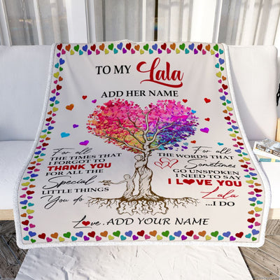 Personalized To My Lala Blanket From Grandkids Grandson Colorful Tree Thank You For All Lala Birthday Gifts Mothers Day Christmas Customized Fleece Blanket | teecentury