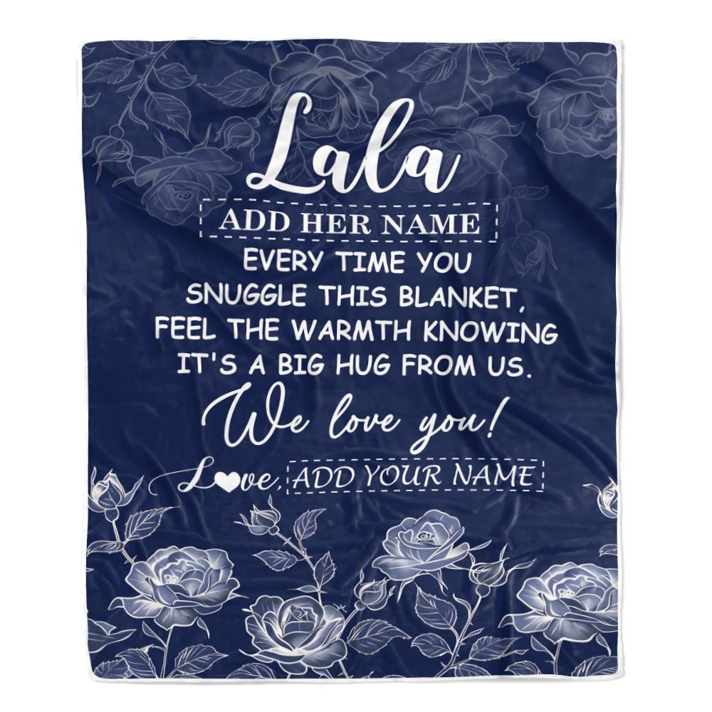 Personalized To My Lala Gifts Blanket From Granddaughter Grandson Blue Flower Love You Birthday Gifts For Lala Mothers Day Christmas Lala Fleece Throw Blanket | teecentury