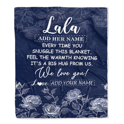 Personalized To My Lala Gifts Blanket From Granddaughter Grandson Blue Flower Love You Birthday Gifts For Lala Mothers Day Christmas Lala Fleece Throw Blanket | teecentury