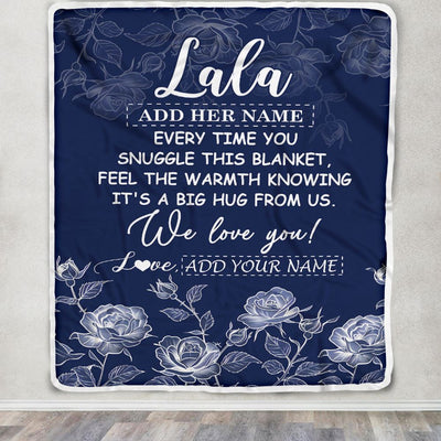 Personalized To My Lala Gifts Blanket From Granddaughter Grandson Blue Flower Love You Birthday Gifts For Lala Mothers Day Christmas Lala Fleece Throw Blanket | teecentury