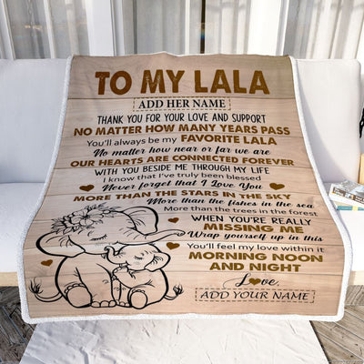 Personalized To My Lala Gifts Blanket From Granddaughter Grandson Elephant My Favorite Lala Birthday Gifts Mothers Day Christmas Custom Name Fleece Blanket | teecentury
