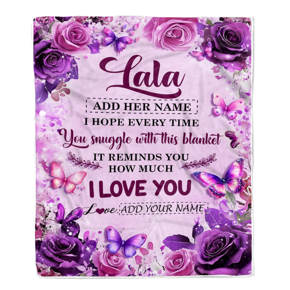 Personalized To My Lala Gifts Blanket From Granddaughter Grandson Purple Floral Birthday Gifts For Lala Mothers Day Christmas Custom Fleece Throw Blanket | teecentury