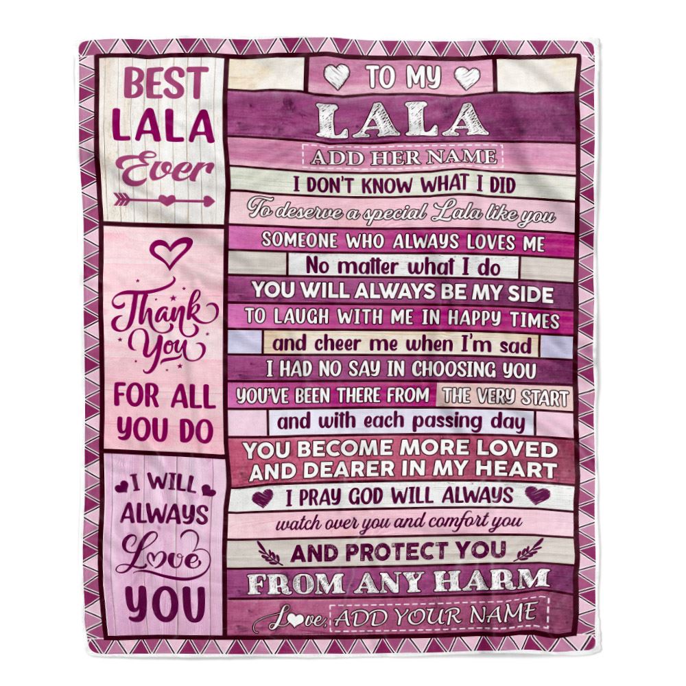 Personalized To My Lala Gifts Blanket From Granddaughter Grandson Wood Thank You For All Gifts For Lala Mothers Day Birthday Christmas Fleece Throw Blanket | teecentury