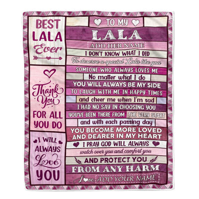 Personalized To My Lala Gifts Blanket From Granddaughter Grandson Wood Thank You For All Gifts For Lala Mothers Day Birthday Christmas Fleece Throw Blanket | teecentury