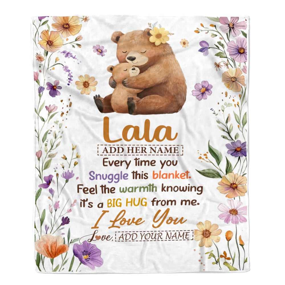 Personalized To My Lala Gifts From Granddaughter Grandson Blanket Bear Big Hug Birthday Present Gift Idea For Lala Mothers Day Christmas Custom Fleece Blanket Shirt & Hoodie | teecentury