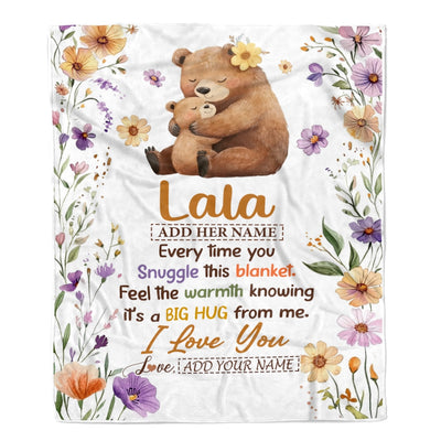 Personalized To My Lala Gifts From Granddaughter Grandson Blanket Bear Big Hug Birthday Present Gift Idea For Lala Mothers Day Christmas Custom Fleece Blanket Shirt & Hoodie | teecentury