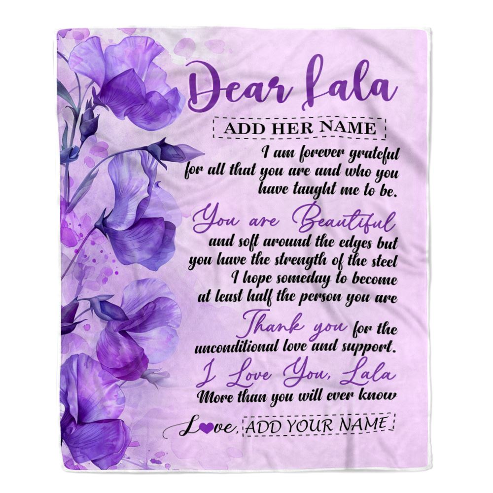 Personalized To My Lala Gifts From Granddaughter Grandson Blanket Flower You Are Beautiful Gifts For Lala Mothers Day Birthday Christmas Fleece Blanket | teecentury