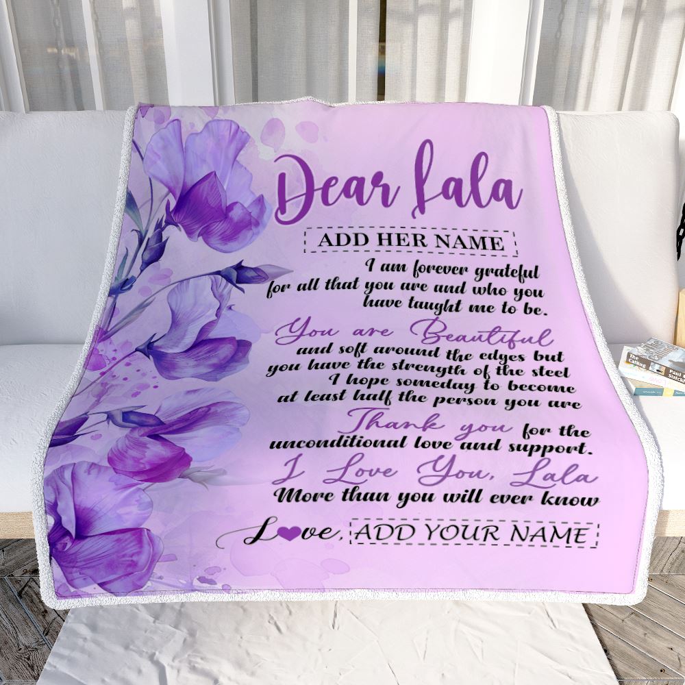 Personalized To My Lala Gifts From Granddaughter Grandson Blanket Flower You Are Beautiful Gifts For Lala Mothers Day Birthday Christmas Fleece Blanket | teecentury