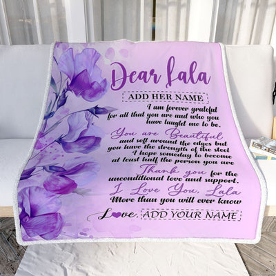 Personalized To My Lala Gifts From Granddaughter Grandson Blanket Flower You Are Beautiful Gifts For Lala Mothers Day Birthday Christmas Fleece Blanket | teecentury