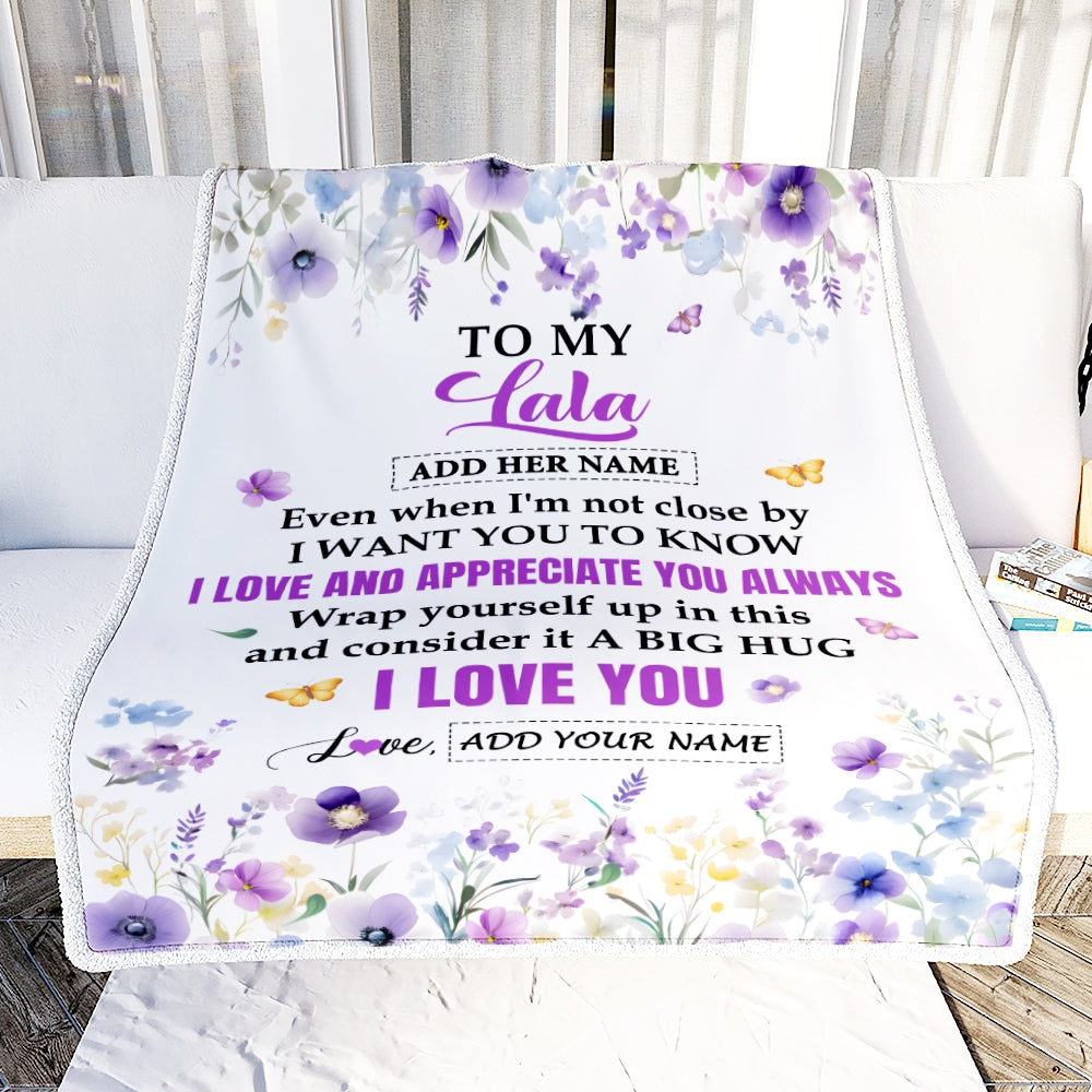 Personalized To My Lala Gifts From Granddaughter Grandson Blanket I Love You Purple Floral Birthday Gift Idea For Lala Gifts Christmas Custom Fleece Blanket | teecentury