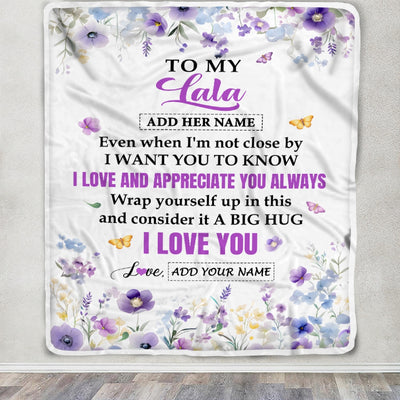 Personalized To My Lala Gifts From Granddaughter Grandson Blanket I Love You Purple Floral Birthday Gift Idea For Lala Gifts Christmas Custom Fleece Blanket | teecentury