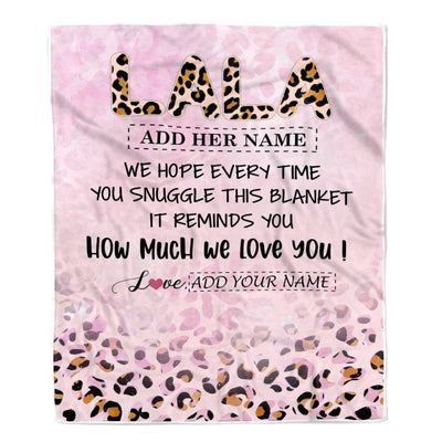 Personalized To My Lala Gifts From Granddaughter Grandson Blanket Pink Leopard Happy Birthday Gifts For Lala Mothers Day Christmas Customized Fleece Blanket | teecentury