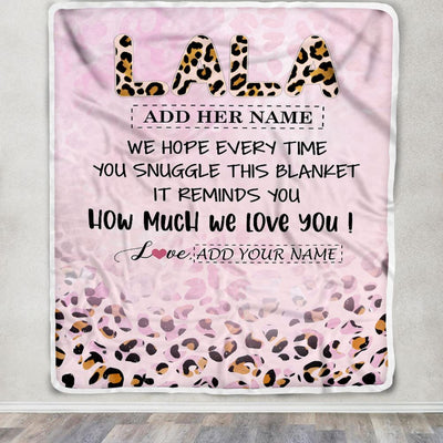 Personalized To My Lala Gifts From Granddaughter Grandson Blanket Pink Leopard Happy Birthday Gifts For Lala Mothers Day Christmas Customized Fleece Blanket | teecentury