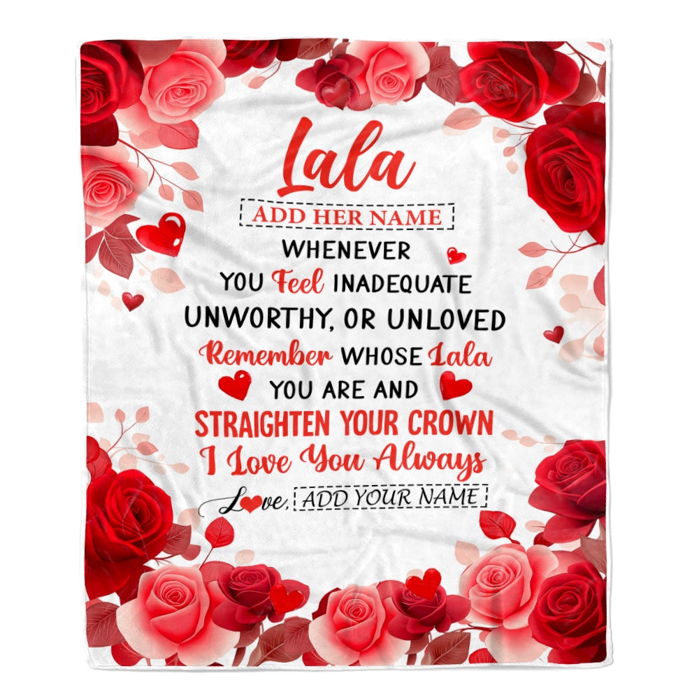 Personalized To My Lala Gifts From Granddaughter Grandson Blanket Rose Flower Anniversary Birthday Gifts Lala Mothers Day Christmas Custom Fleece Blanket | teecentury