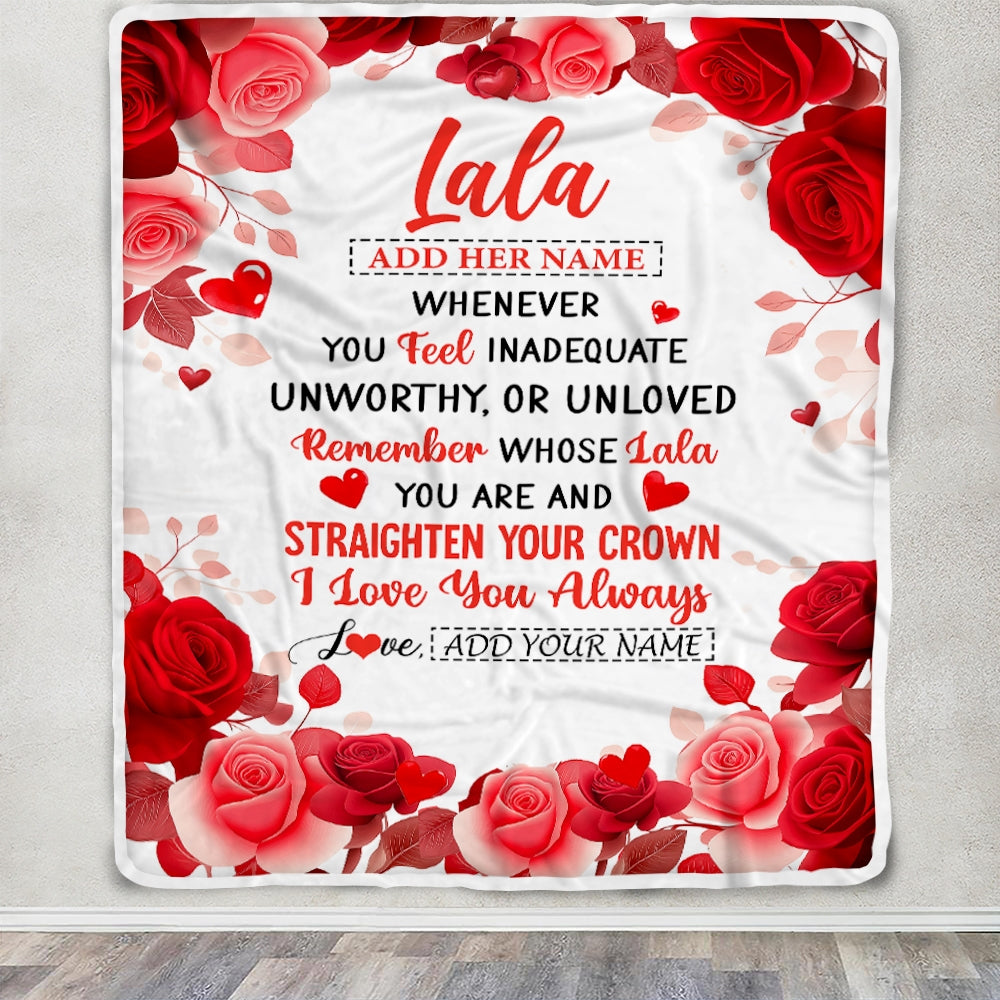 Personalized To My Lala Gifts From Granddaughter Grandson Blanket Rose Flower Anniversary Birthday Gifts Lala Mothers Day Christmas Custom Fleece Blanket | teecentury