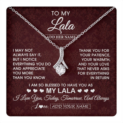 Alluring Beauty Necklace 14K White Gold Finish | 1 | Personalized To My Lala Gifts From Granddaughter Necklace Meaningful Jewelry Pendant Gifts For Lala Mothers Day Birthday Christmas Custom Gift Box Message Card | https://teecentury.
