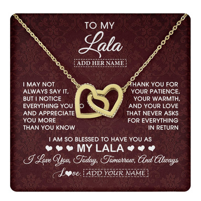Interlocking Hearts Necklace 18K Yellow Gold Finish | 1 | Personalized To My Lala Gifts From Granddaughter Necklace Meaningful Jewelry Pendant Gifts For Lala Mothers Day Birthday Christmas Custom Gift Box Message Card | https://teecentury.