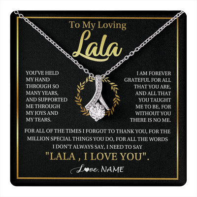 Alluring Beauty Necklace 14K White Gold Finish | 1 | Personalized To My Lala Gifts Necklace From Granddaughter Grandson Grateful Thank You Lala Birthday Mothers Day Christmas Customized Gift Box Message Card | teecentury