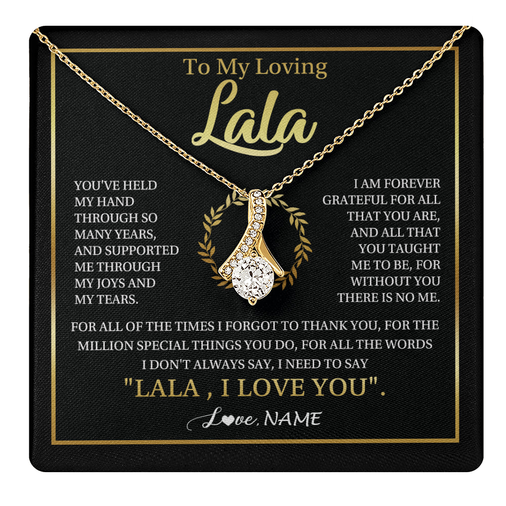 Alluring Beauty Necklace 18K Yellow Gold Finish | 1 | Personalized To My Lala Gifts Necklace From Granddaughter Grandson Grateful Thank You Lala Birthday Mothers Day Christmas Customized Gift Box Message Card | teecentury