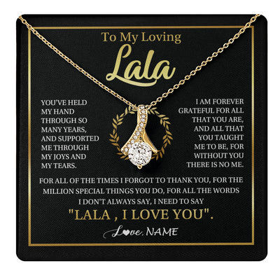 Alluring Beauty Necklace 18K Yellow Gold Finish | 1 | Personalized To My Lala Gifts Necklace From Granddaughter Grandson Grateful Thank You Lala Birthday Mothers Day Christmas Customized Gift Box Message Card | teecentury
