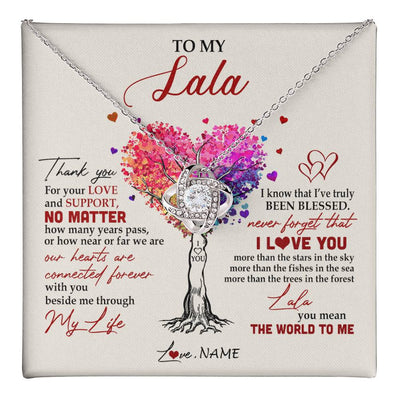 Love Knot Necklace 14K White Gold Finish | 1 | Personalized To My Lala Necklace From Grandkids Never Forget That I Love You You Mean The World Lala Birthday Mothers Day Christmas Customized Gift Box Message Card | teecentury