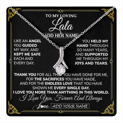 Alluring Beauty Necklace 14K White Gold Finish | 1 | Personalized To My Lala Necklace Gifts Meaningful Gift To Lala From Granddaughter Without You There Is No Me Mothers Day Birthday Custom Gift Box Message Card | https://teecentury.