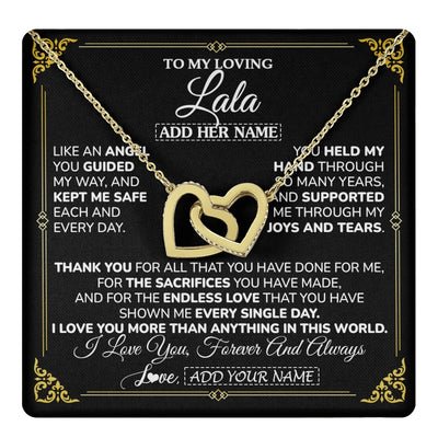 Interlocking Hearts Necklace 18K Yellow Gold Finish | 1 | Personalized To My Lala Necklace Gifts Meaningful Gift To Lala From Granddaughter Without You There Is No Me Mothers Day Birthday Custom Gift Box Message Card | https://teecentury.
