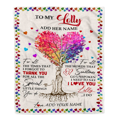 Personalized To My Lolly Blanket From Grandkids Grandson Colorful Tree Thank You For All Lolly Birthday Gifts Mothers Day Christmas Customized Fleece Blanket | teecentury