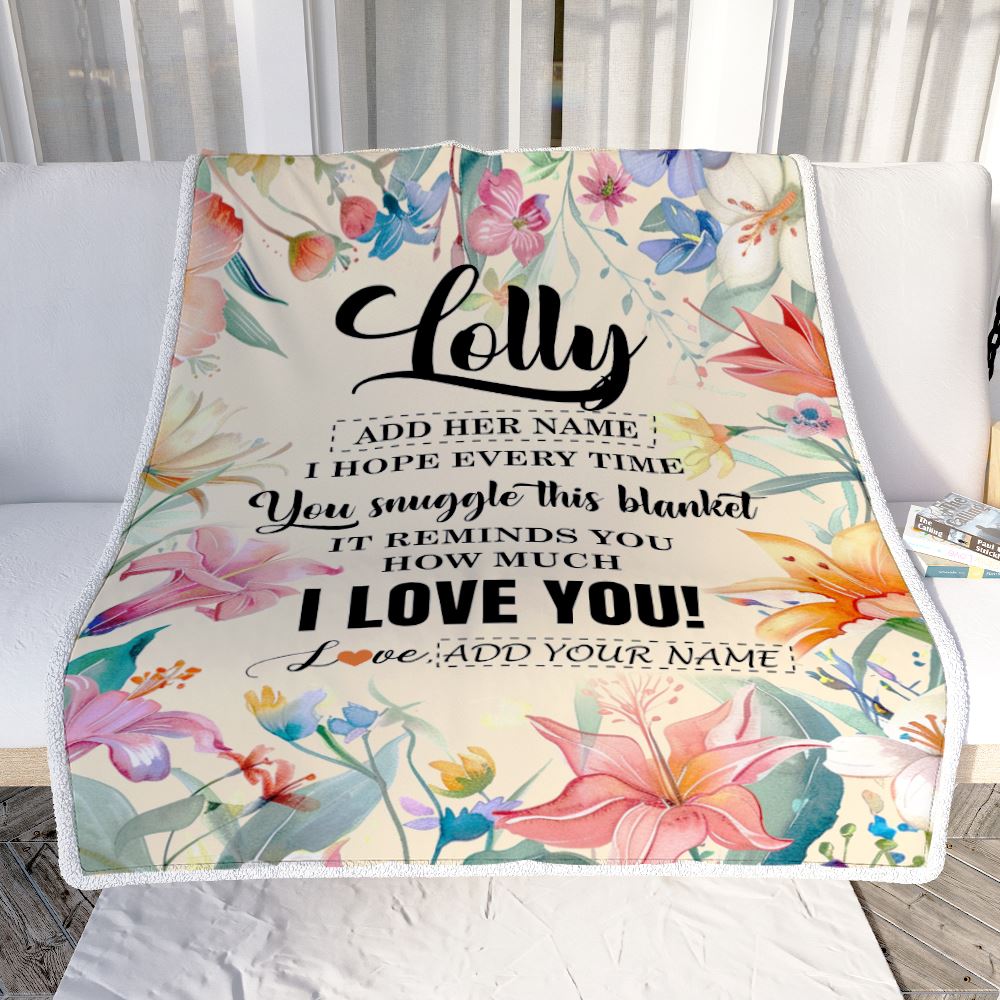 Personalized To My Lolly Blanket From Grandkids Grandson Floral I Love You Great Lolly Birthday Gifts Mothers Day Christmas Customized Fleece Blanket | teecentury