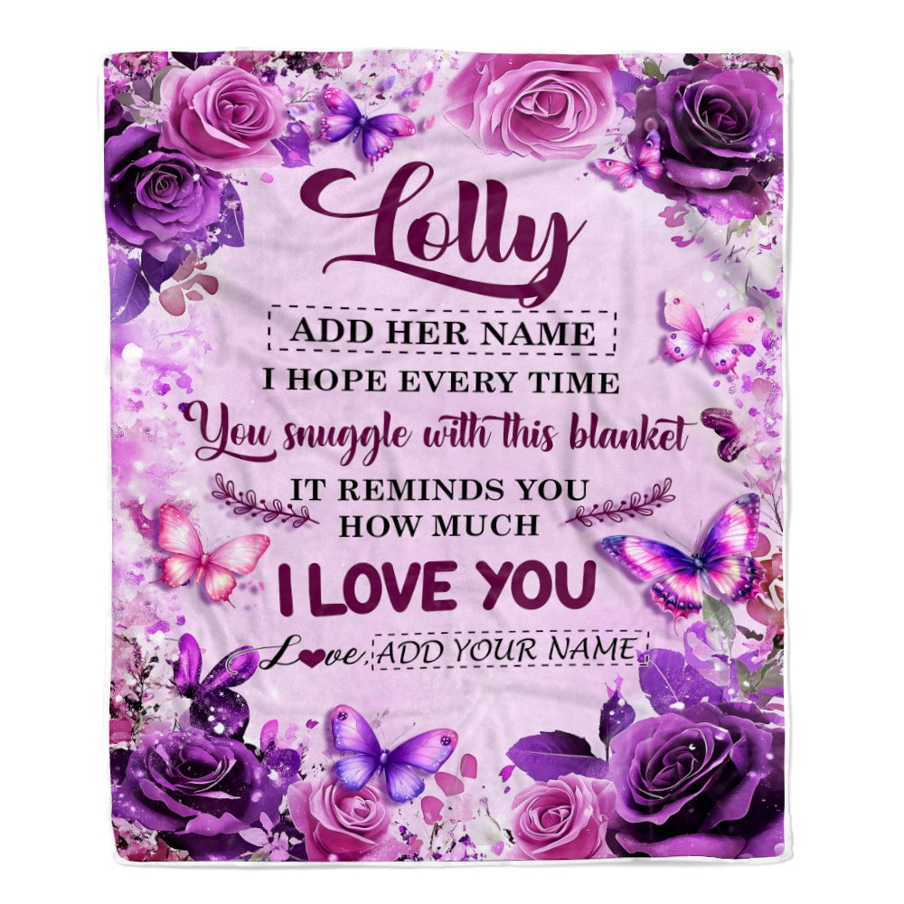 Personalized To My Lolly Gifts Blanket From Granddaughter Grandson Purple Floral Birthday Gifts For Lolly Mothers Day Christmas Custom Fleece Throw Blanket | teecentury