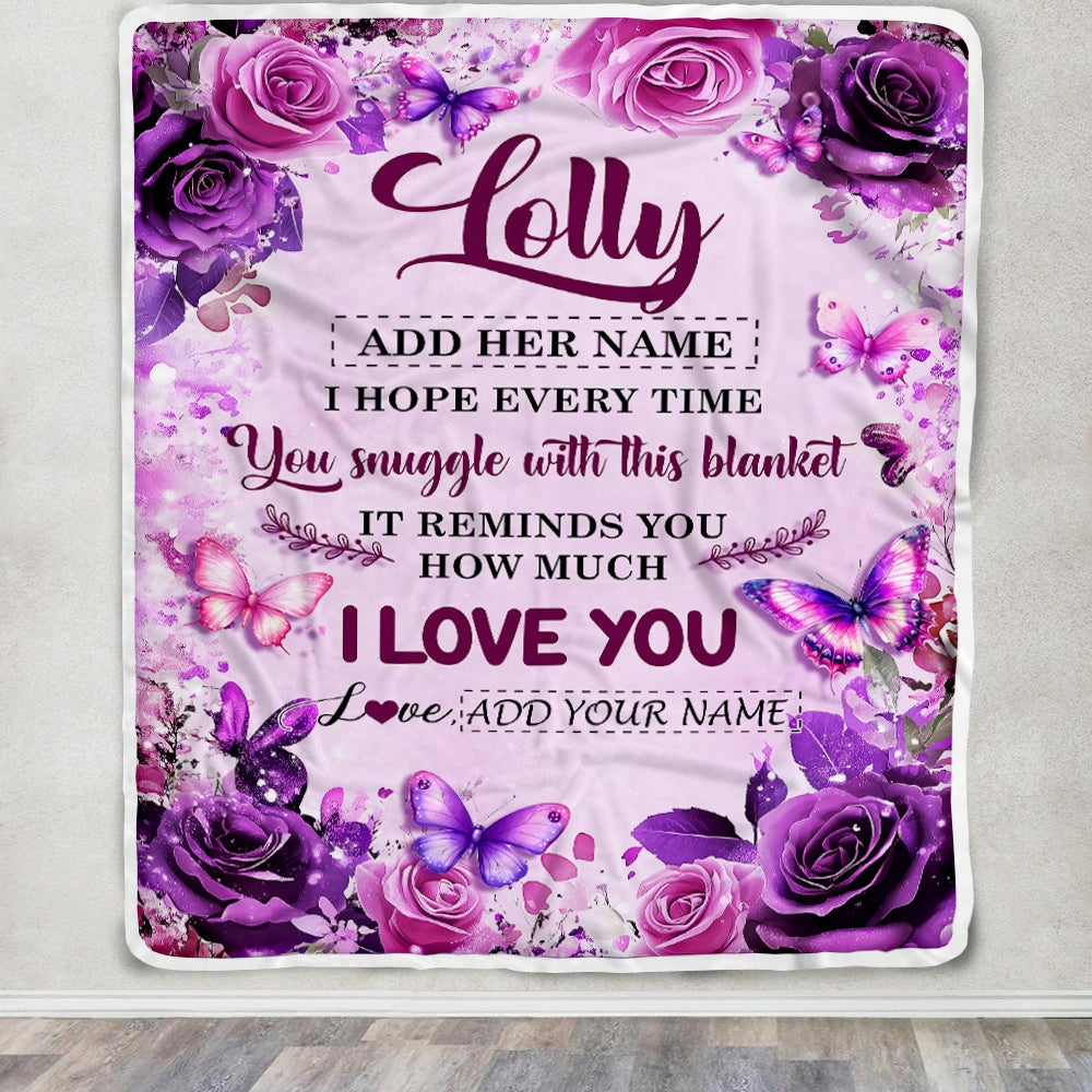 Personalized To My Lolly Gifts Blanket From Granddaughter Grandson Purple Floral Birthday Gifts For Lolly Mothers Day Christmas Custom Fleece Throw Blanket | teecentury