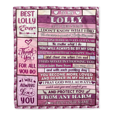 Personalized To My Lolly Gifts Blanket From Granddaughter Grandson Wood Thank You For All Gifts For Lolly Mothers Day Birthday Christmas Fleece Throw Blanket | teecentury