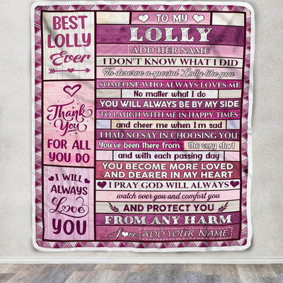Personalized To My Lolly Gifts Blanket From Granddaughter Grandson Wood Thank You For All Gifts For Lolly Mothers Day Birthday Christmas Fleece Throw Blanket | teecentury