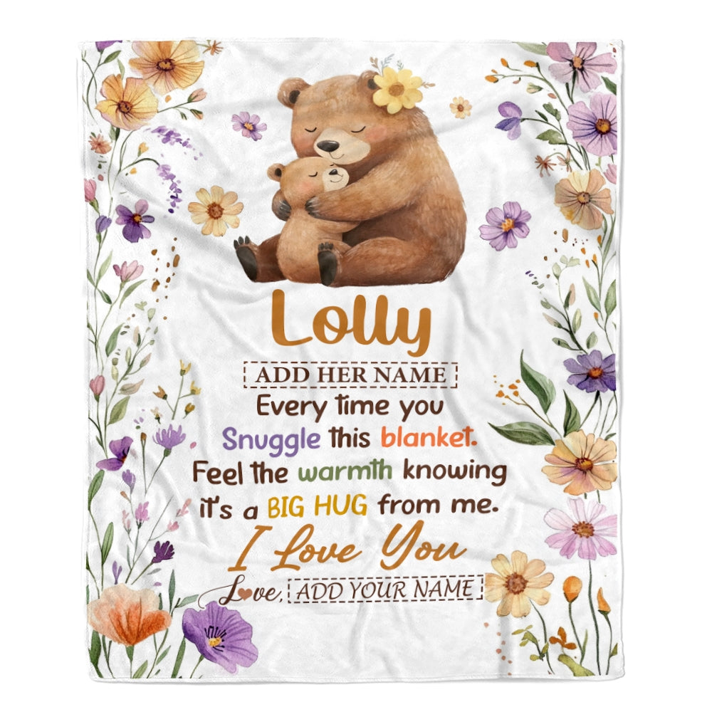 Personalized To My Lolly Gifts From Granddaughter Grandson Blanket Bear Big Hug Birthday Present Gift Idea For Lolly Mothers Day Christmas Fleece Blanket Shirt & Hoodie | teecentury