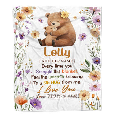Personalized To My Lolly Gifts From Granddaughter Grandson Blanket Bear Big Hug Birthday Present Gift Idea For Lolly Mothers Day Christmas Fleece Blanket Shirt & Hoodie | teecentury