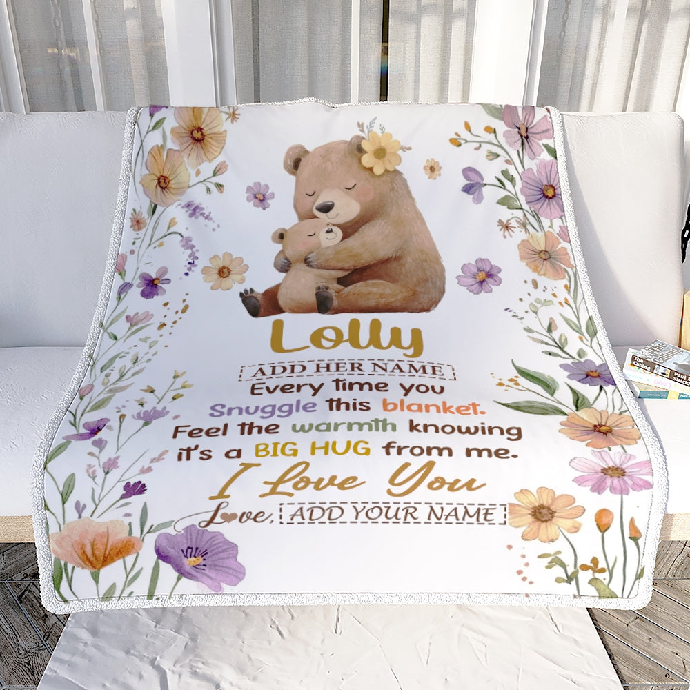 Personalized To My Lolly Gifts From Granddaughter Grandson Blanket Bear Big Hug Birthday Present Gift Idea For Lolly Mothers Day Christmas Fleece Blanket Shirt & Hoodie | teecentury