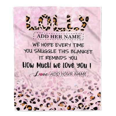 Personalized To My Lolly Gifts From Granddaughter Grandson Blanket Pink Leopard Happy Birthday Gifts For Lolly Mothers Day Christmas Customized Fleece Blanket | teecentury