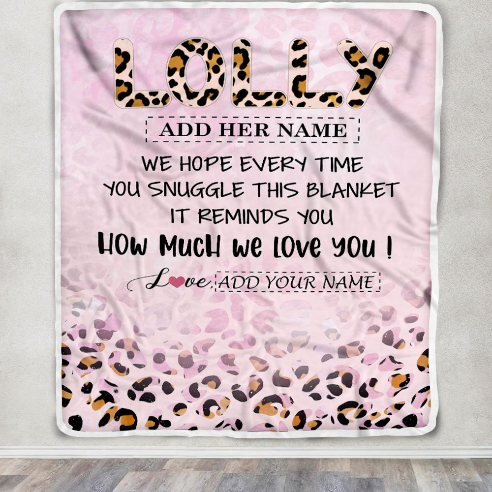 Personalized To My Lolly Gifts From Granddaughter Grandson Blanket Pink Leopard Happy Birthday Gifts For Lolly Mothers Day Christmas Customized Fleece Blanket | teecentury