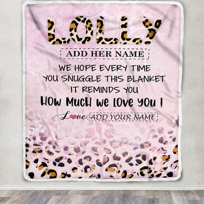 Personalized To My Lolly Gifts From Granddaughter Grandson Blanket Pink Leopard Happy Birthday Gifts For Lolly Mothers Day Christmas Customized Fleece Blanket | teecentury