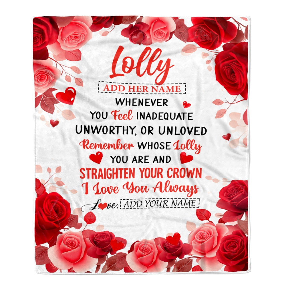 Personalized To My Lolly Gifts From Granddaughter Grandson Blanket Rose Flower Anniversary Birthday Gifts Lolly Mothers Day Christmas Custom Fleece Blanket | teecentury