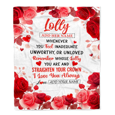 Personalized To My Lolly Gifts From Granddaughter Grandson Blanket Rose Flower Anniversary Birthday Gifts Lolly Mothers Day Christmas Custom Fleece Blanket | teecentury