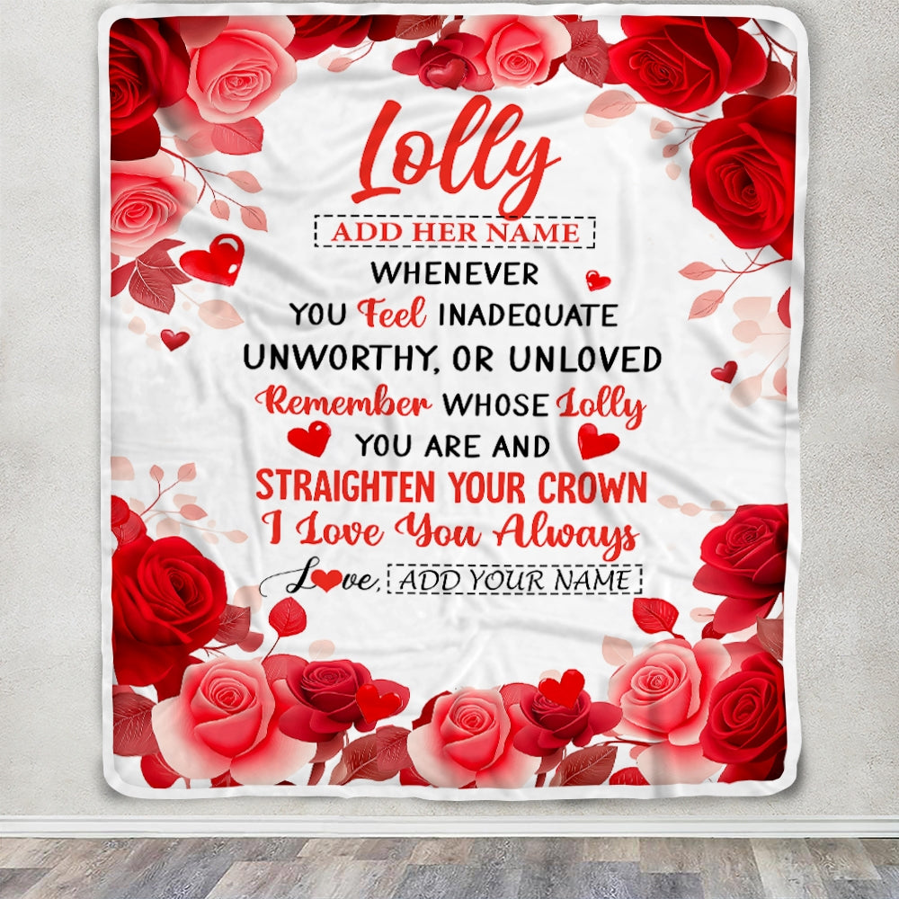 Personalized To My Lolly Gifts From Granddaughter Grandson Blanket Rose Flower Anniversary Birthday Gifts Lolly Mothers Day Christmas Custom Fleece Blanket | teecentury