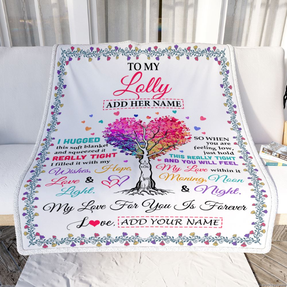 Personalized To My Lolly Gifts From Granddaughter Grandson Hugged Blanket Birthday Gifts For Lolly Mothers Day Thanksgiving Christmas Custom Fleece Blanket | teecentury