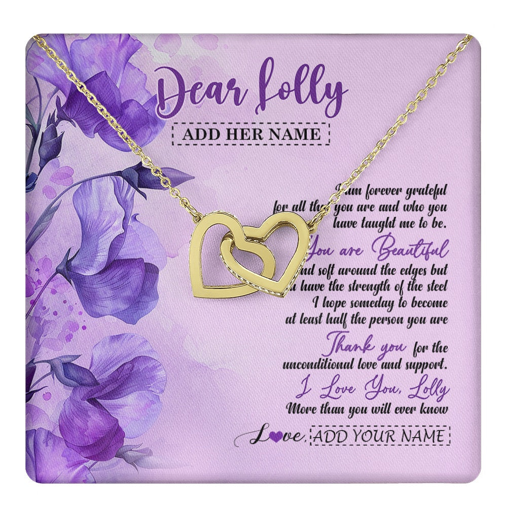 Interlocking Hearts Necklace 18K Yellow Gold Finish | 1 | Personalized To My Lolly Gifts From Granddaughter Necklace Flower You Are Beautiful Gifts For Lolly Mothers Day Birthday Christmas Gift Box Message Card | teecentury.myshopify