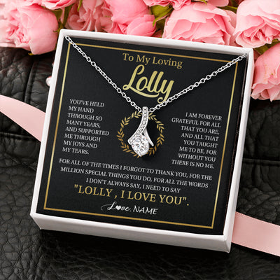 Alluring Beauty Necklace 14K White Gold Finish | 2 | Personalized To My Lolly Gifts Necklace From Granddaughter Grandson Grateful Thank You Lolly Birthday Mothers Day Jewelry Customized Gift Box Message Card | teecentury